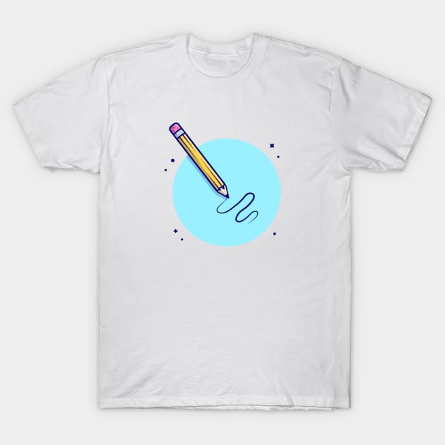 Pencil Cartoon Vector Icon Illustration T-Shirt by Catalyst Labs